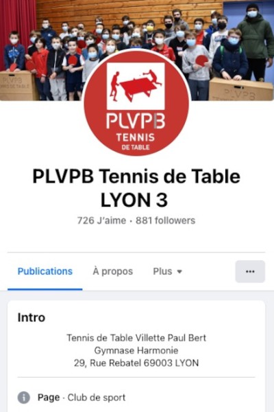 Facebook du Tennis de Table